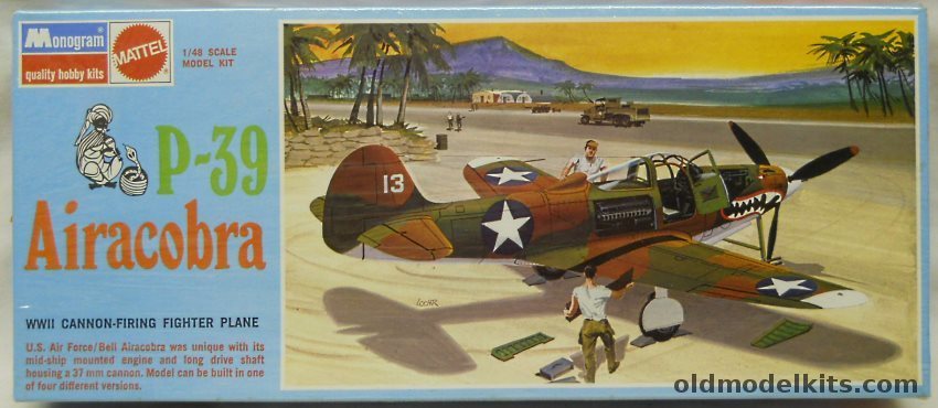 Monogram 1/48 Bell P-39 D-1 / D-2 or L-1 Airacobra USA or Russian Versions Blue Box Issue, 6844 plastic model kit